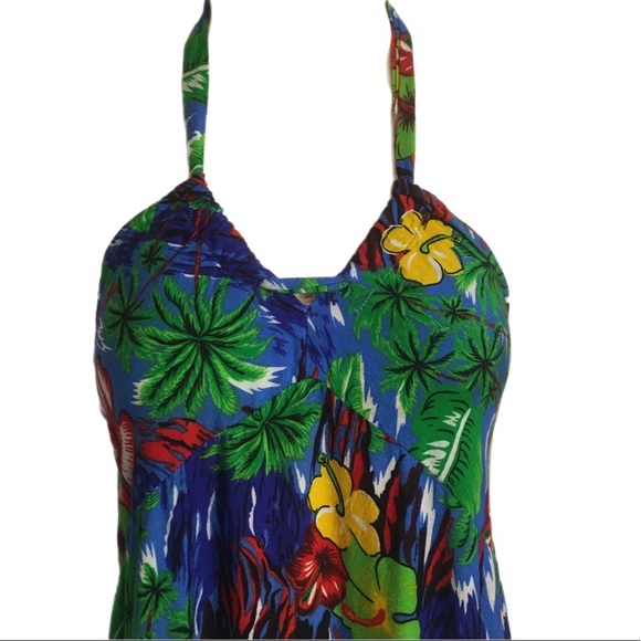 Size 12/14 Hibiscus floral halter maxi dress - Picture 4 of 8